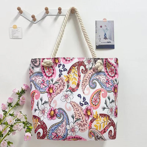 Strandtasche - Paisley Rosa