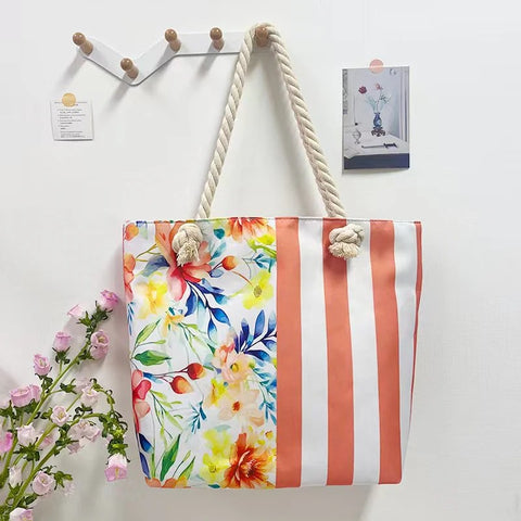 Strandtasche - Streifen Flower