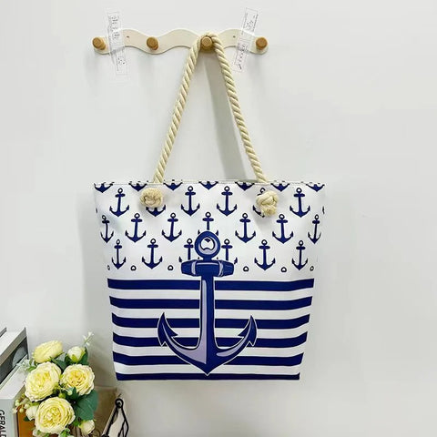 Strandtasche - Anker Streifen