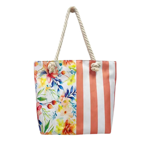 Strandtasche - Streifen Flower