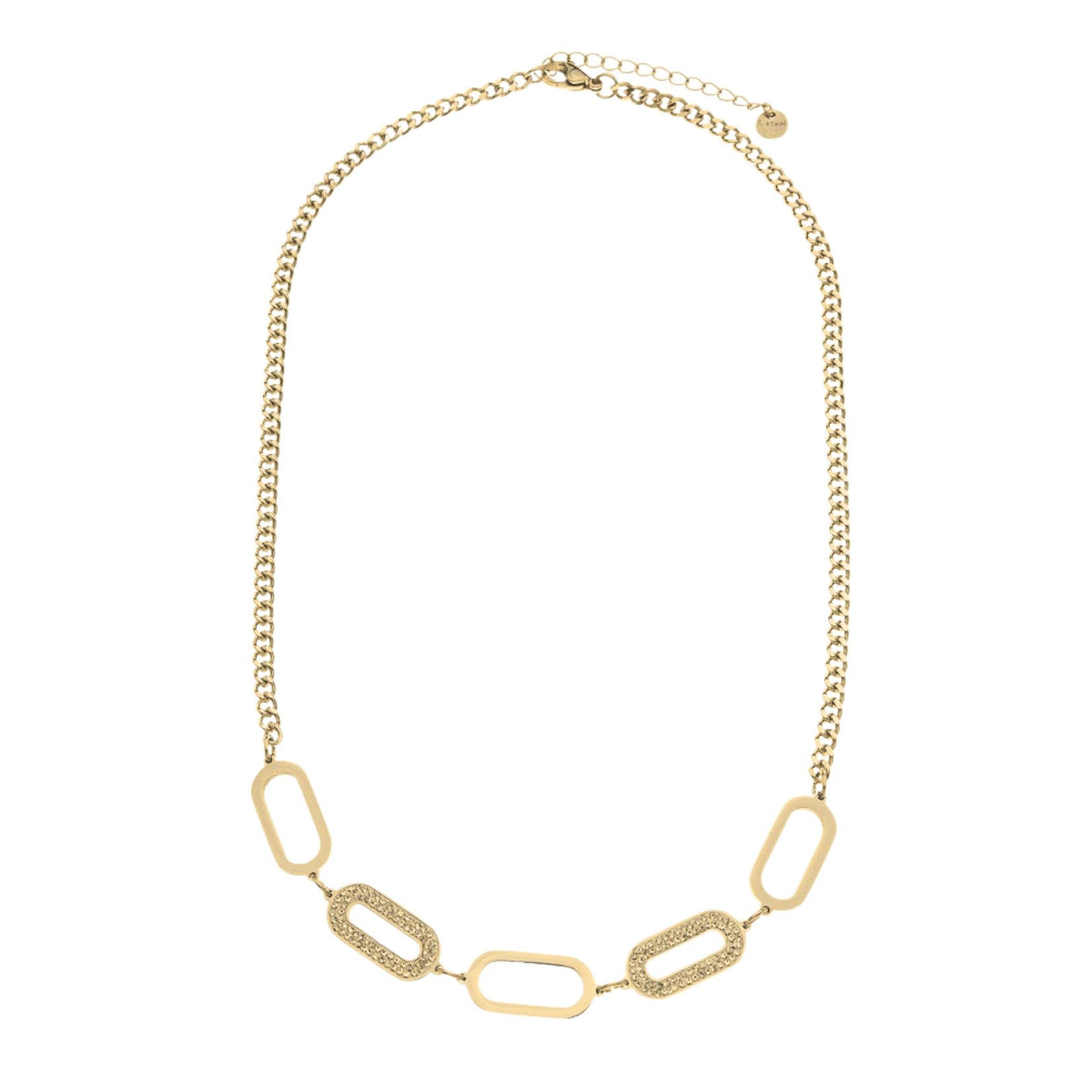 Stainless steel necklace - multi ellipses with rhinestones