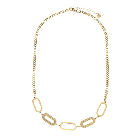 Stainless steel necklace - multi ellipses with rhinestones
