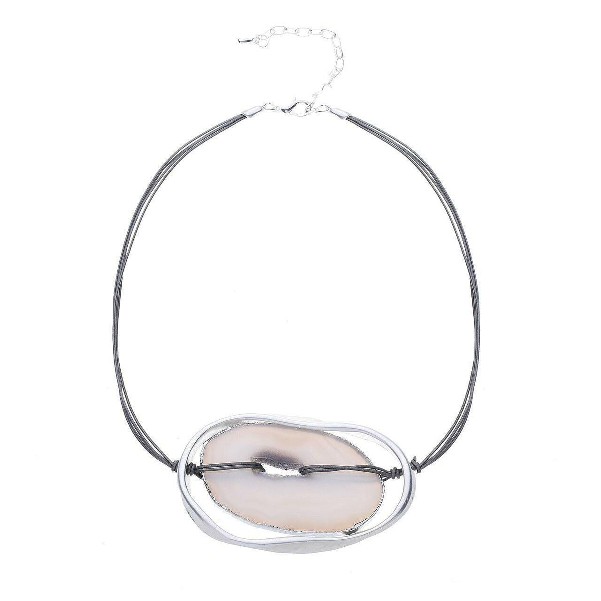 Halskette-geholtes Oval mit Stein - Fox by Ren