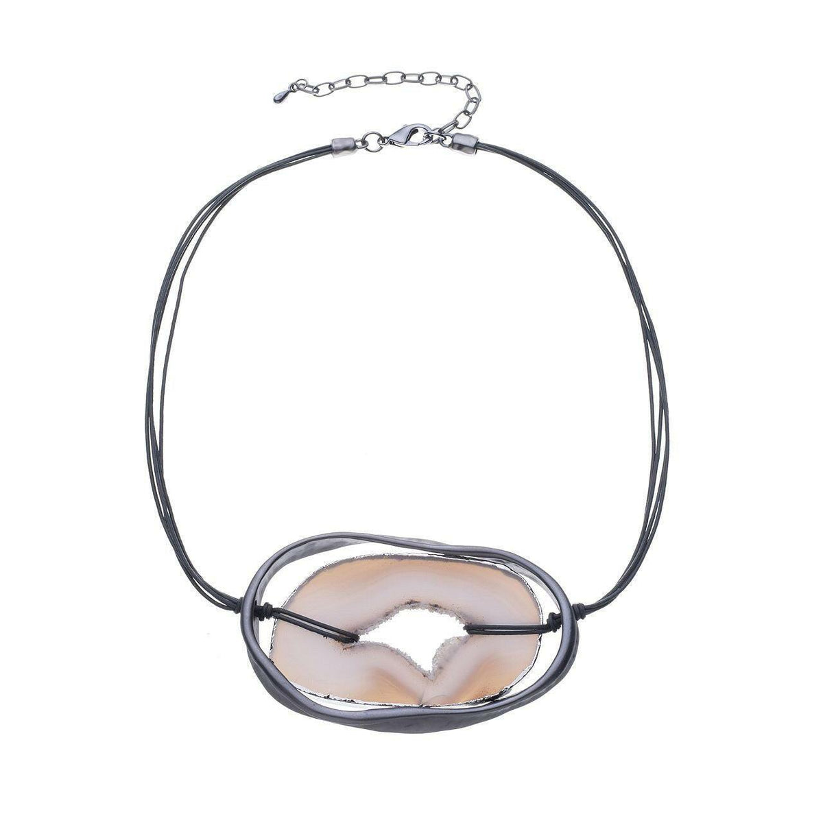 Halskette-geholtes Oval mit Stein - Fox by Ren