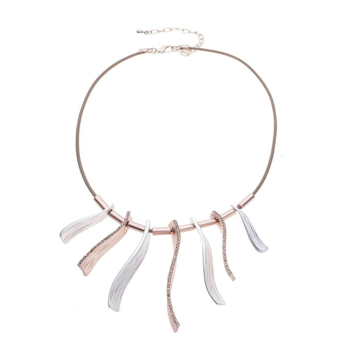 Halskette-drehender Rechteck mit Rillen-Strass - Fox by Ren