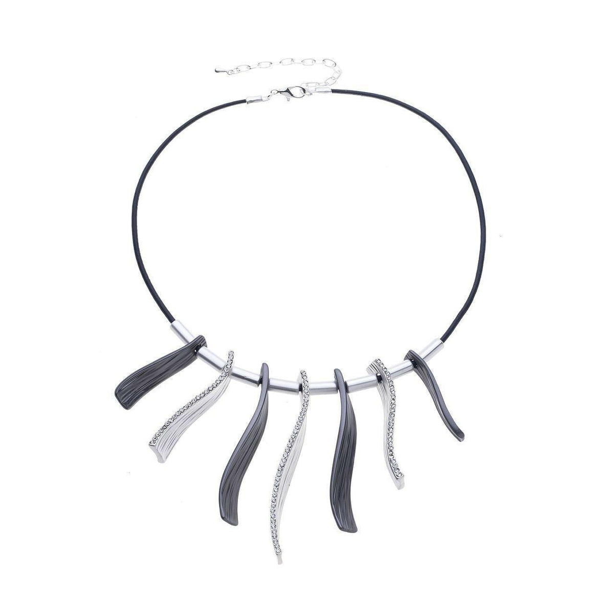 Halskette-drehender Rechteck mit Rillen-Strass - Fox by Ren