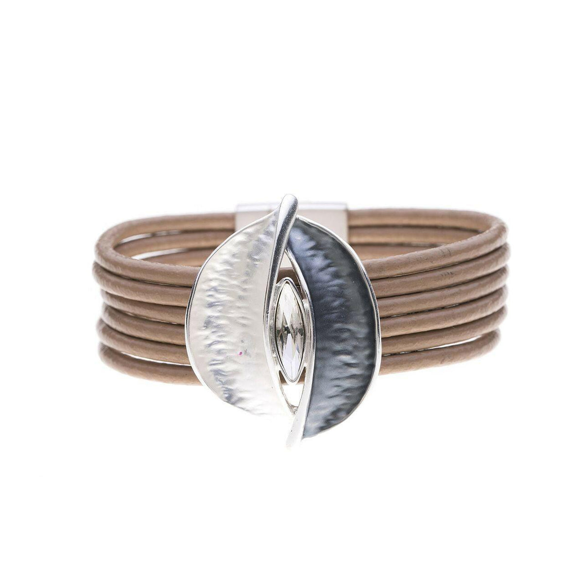 Armband - zweifarbige Blätter mit Diamant - Fox by Ren