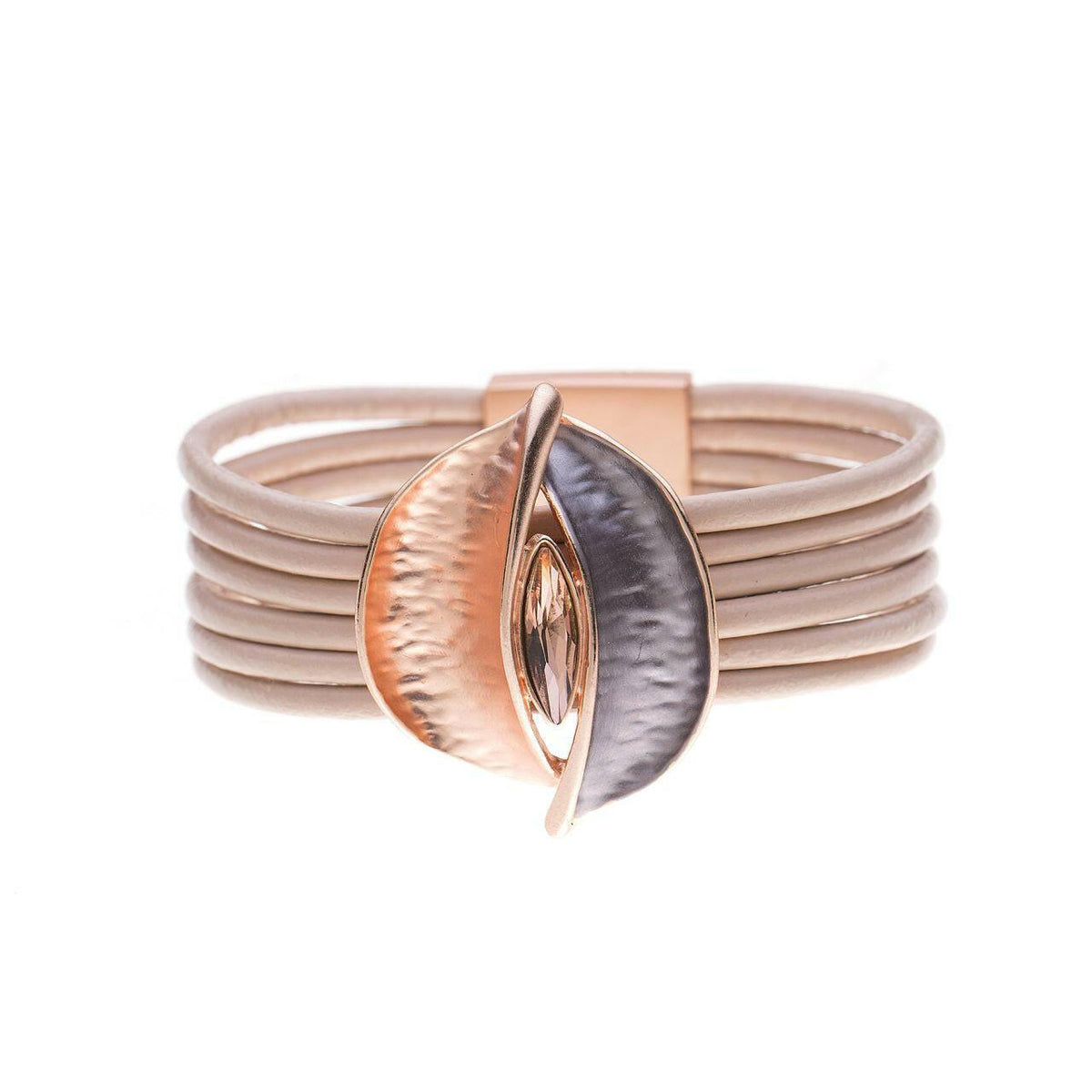 Armband - zweifarbige Blätter mit Diamant - Fox by Ren