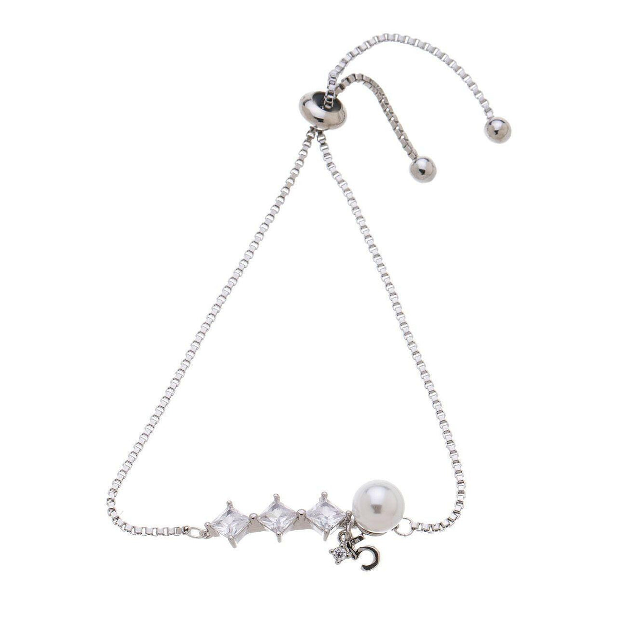 Edelstahlarmband-Viereck Strass-Perle - Fox by Ren