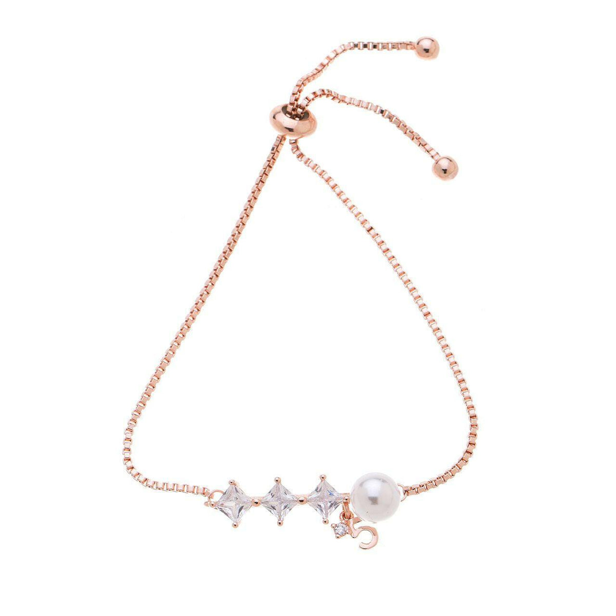 Edelstahlarmband-Viereck Strass-Perle - Fox by Ren