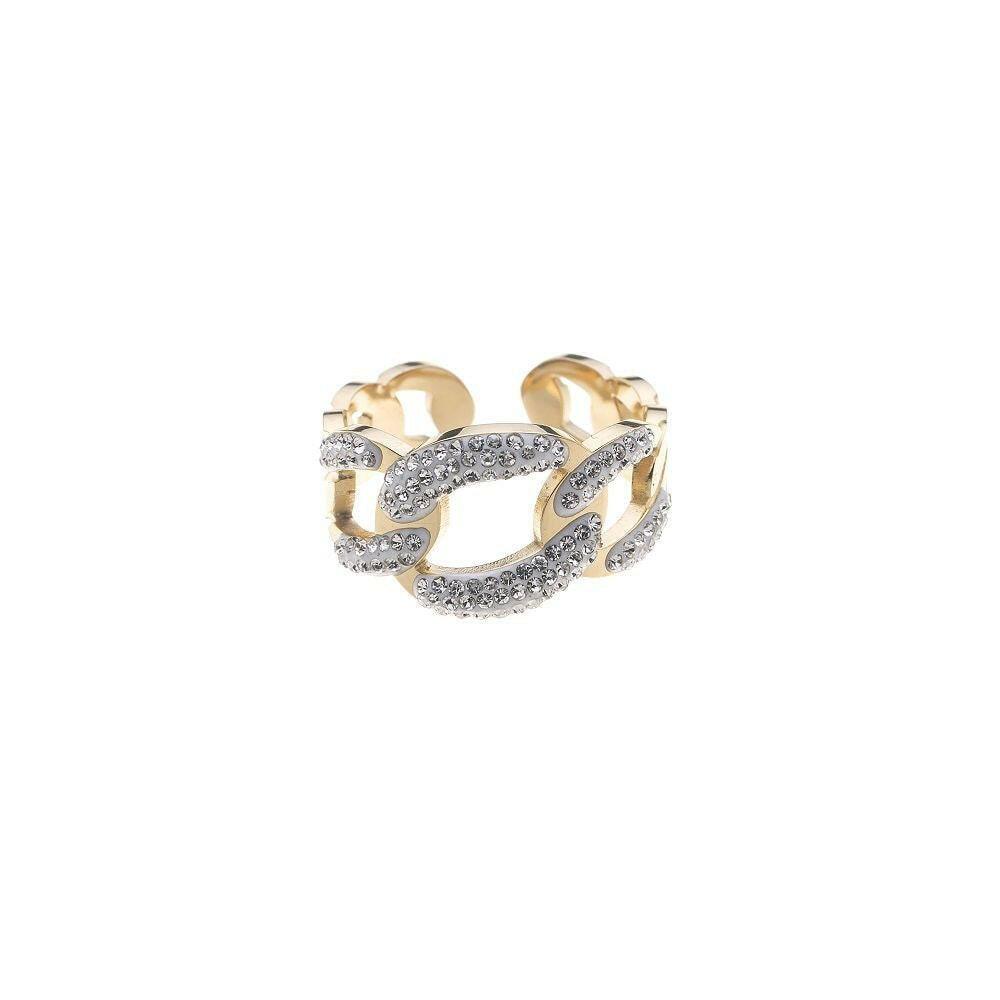 Edelstahlring - Karos mit Strass - Fox by Ren