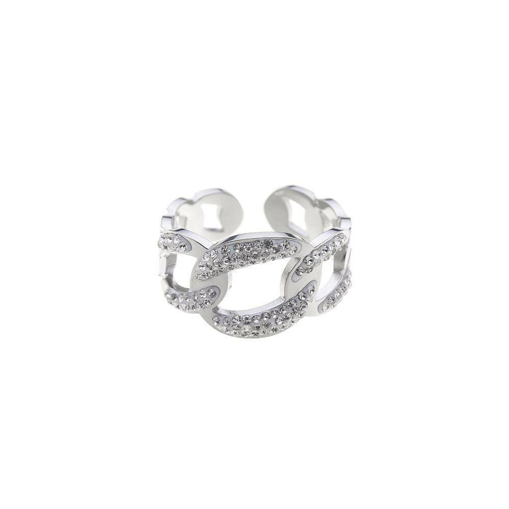 Edelstahlring - Karos mit Strass - Fox by Ren