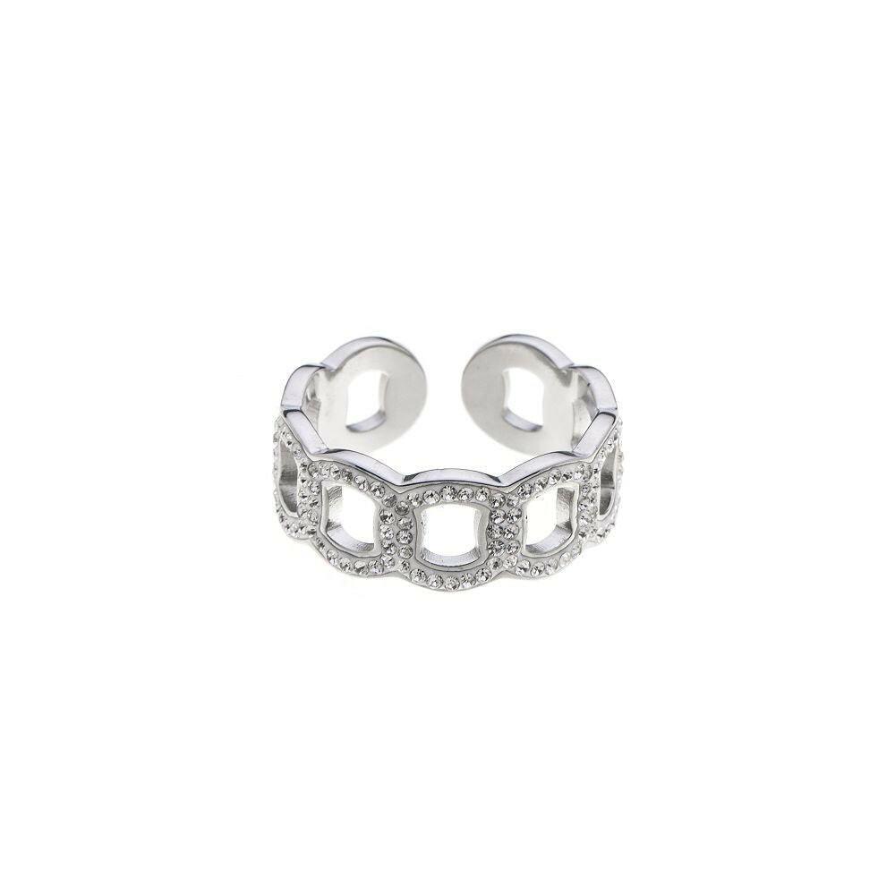 Edelstahlring - Quadrate mit Strass - Fox by Ren