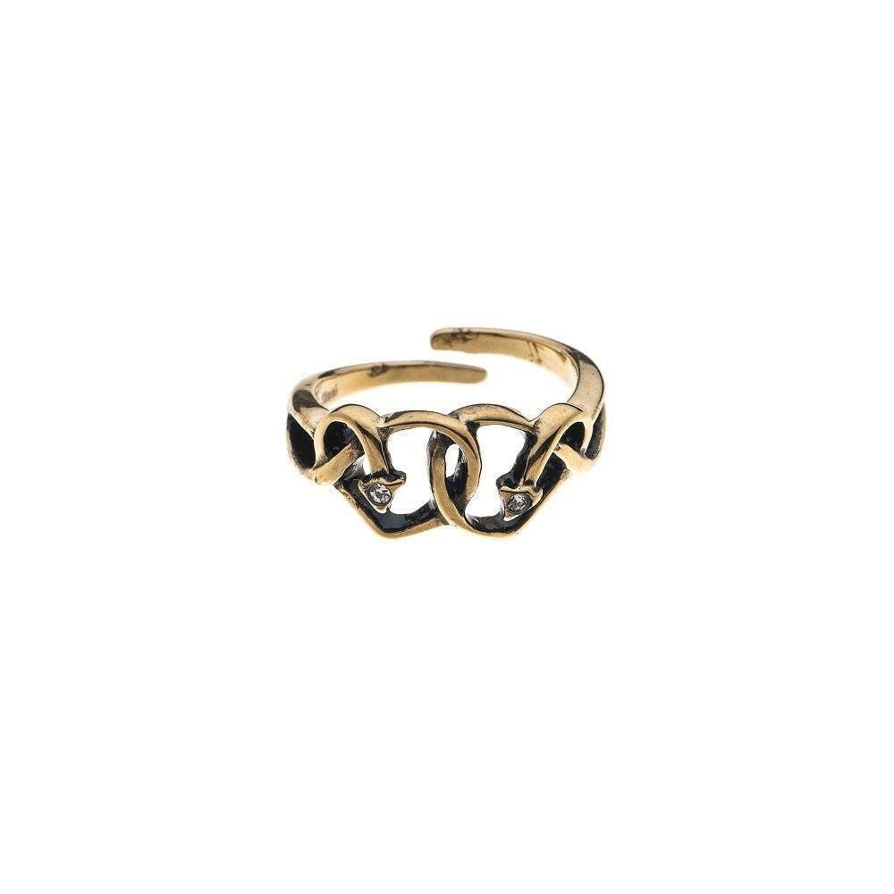 Edelstahlring - Herzen aus Zweig mit Strass - Fox by Ren