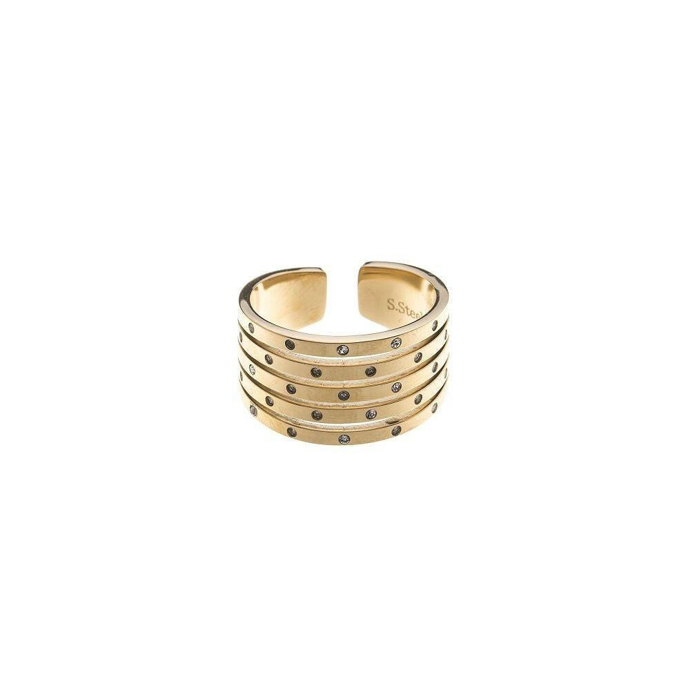 Edelstahlring - Striche und Strass - Fox by Ren