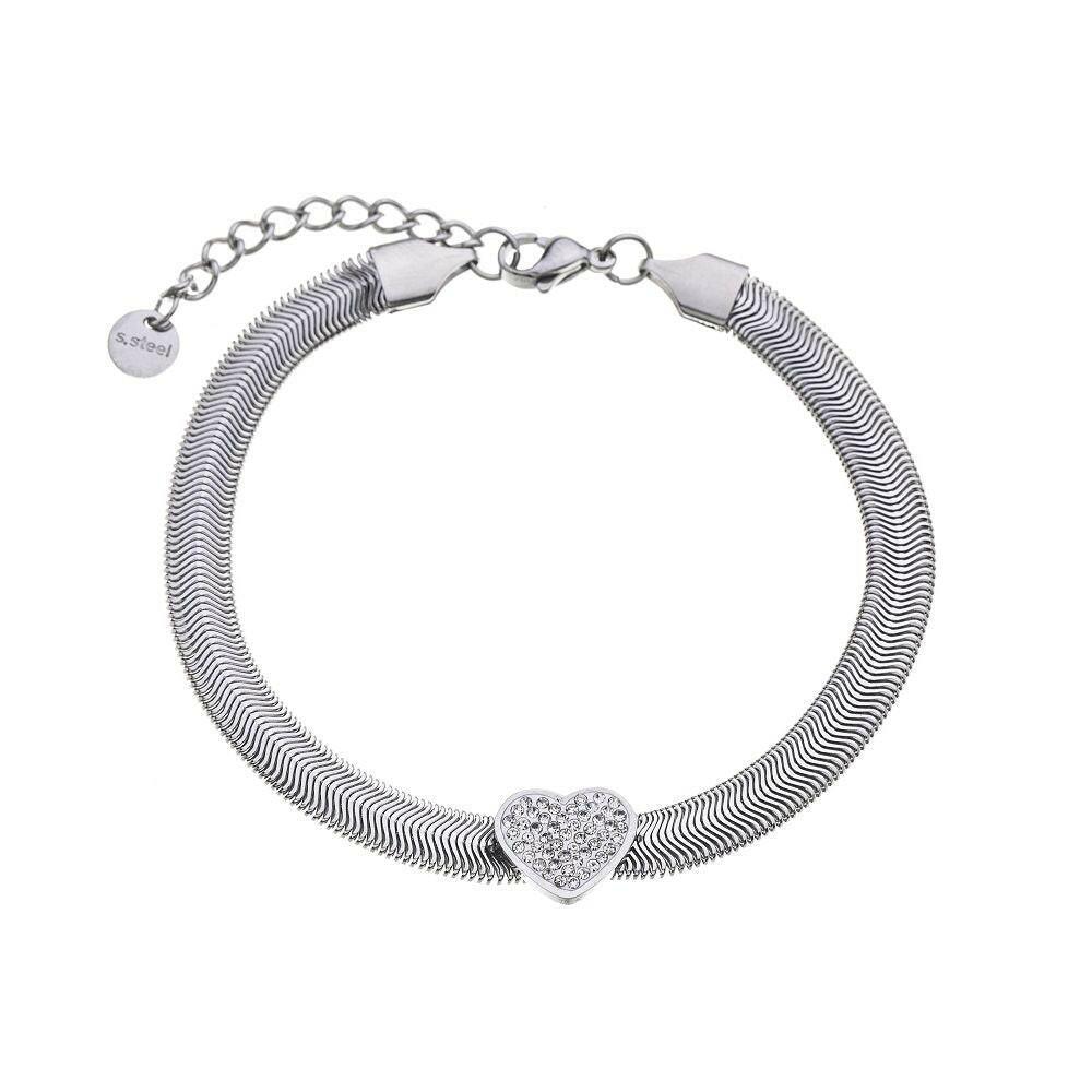 Edelstahlarmband - Herz mit Strass - Fox by Ren