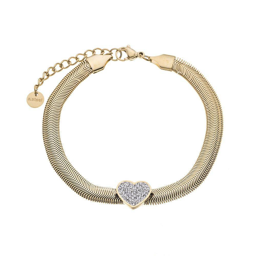 Edelstahlarmband - Herz mit Strass - Fox by Ren