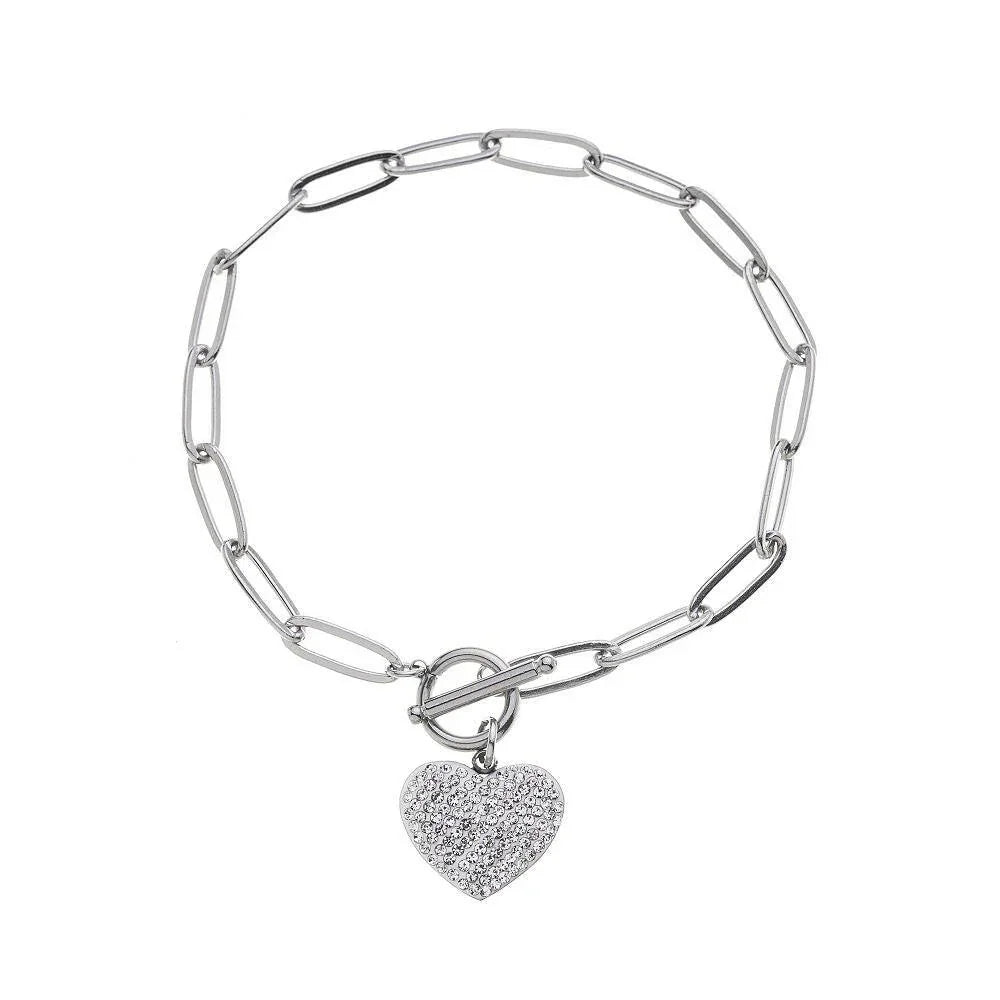 Edelstahlarmband -  Mini Strass Herz.