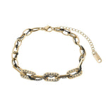 Edelstahlarmband - Ellipse mit Strass und schmale Kette - Fox by Ren