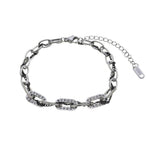 Edelstahlarmband - Ellipse mit Strass und schmale Kette - Fox by Ren