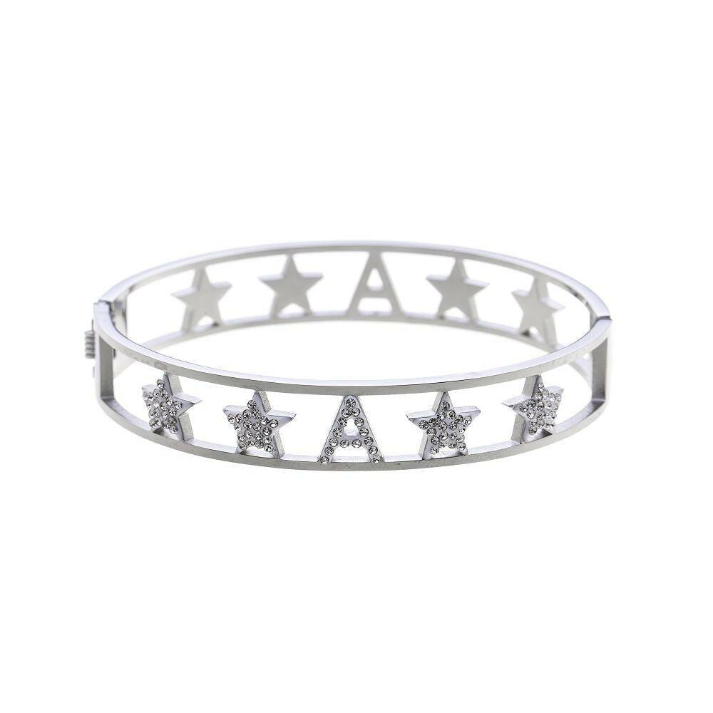 Edelstahlarmreifen - Sterne und Buchstaben "A" mit Strass - Fox by Ren