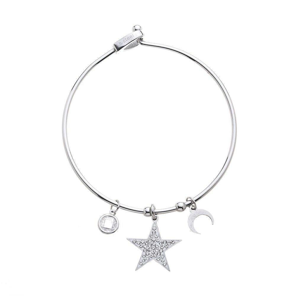 Edelstahlarmreifen - Strass, Mond und Stern - Fox by Ren
