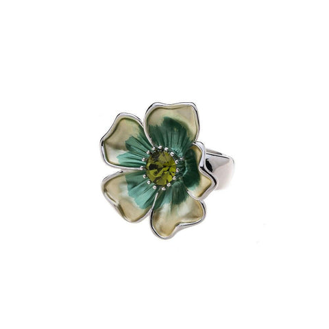 Ring - Blume mit Diamant.