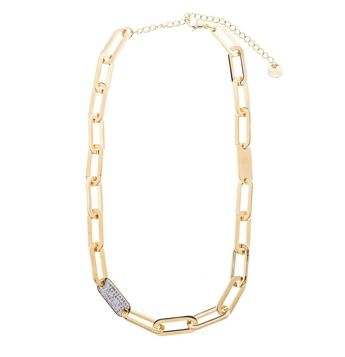 Edelstahlhalskette - Ellipse mit Strass - Fox by Ren