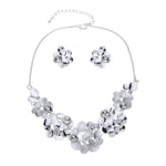 Halskette Set-Ohrringe Blumen mit Diamanten - Fox by Ren