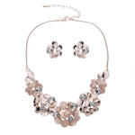Halskette Set-Ohrringe Blumen mit Diamanten - Fox by Ren