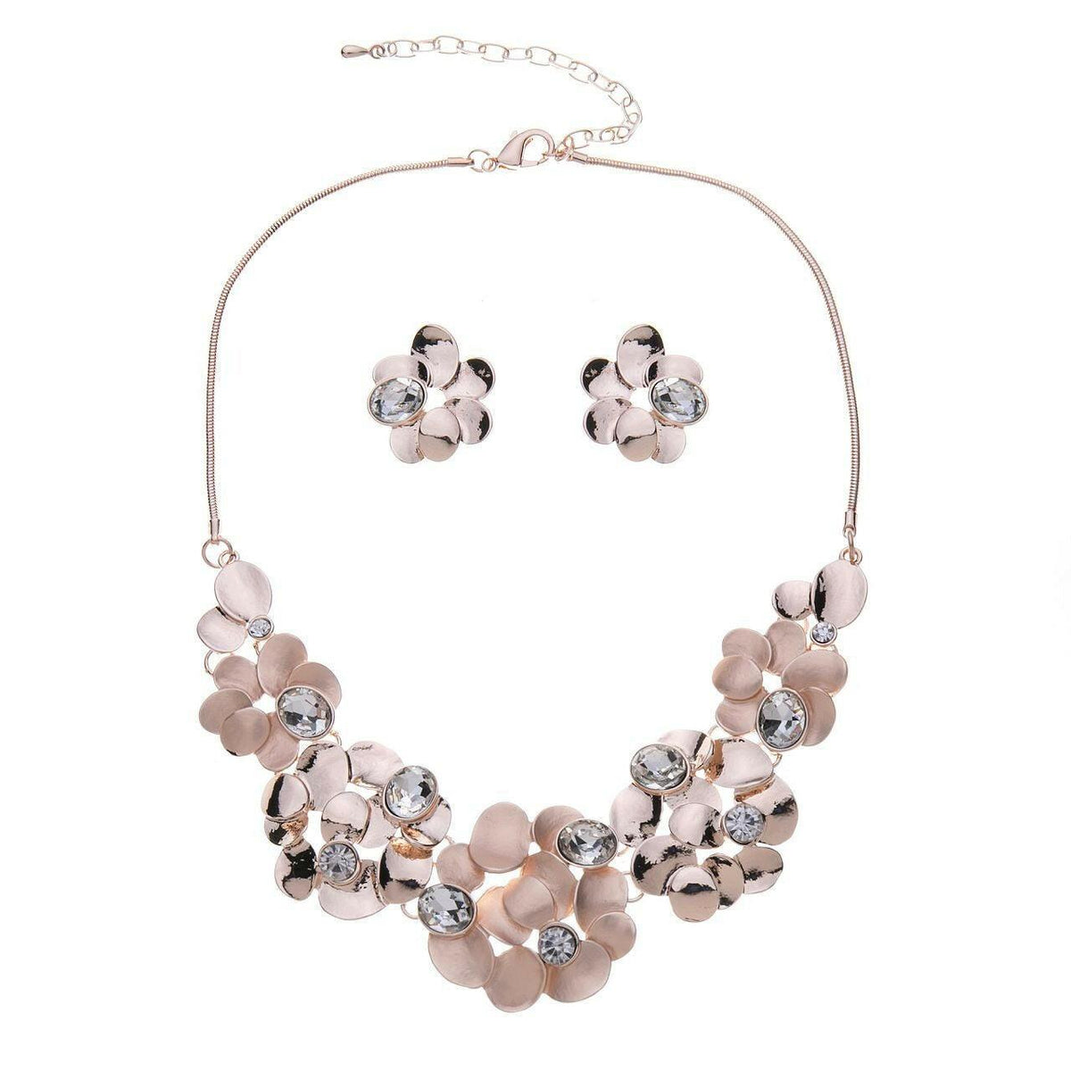 Halskette Set-Ohrringe Blumen mit Diamanten - Fox by Ren
