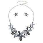 Halskette Set-Ohrringe Lilien mit Diamanten - Fox by Ren