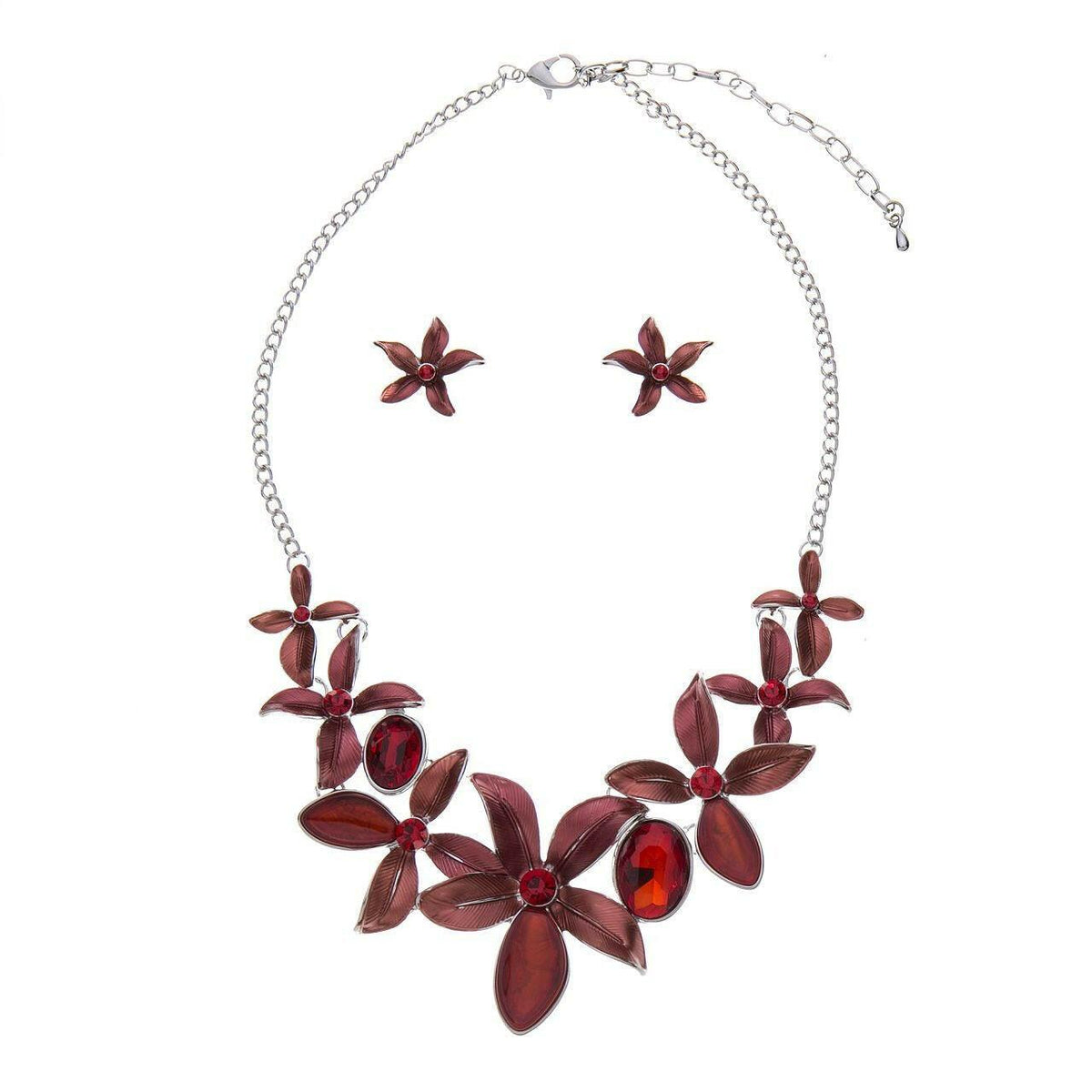 Halskette Set-Ohrringe Lilien mit Diamanten - Fox by Ren