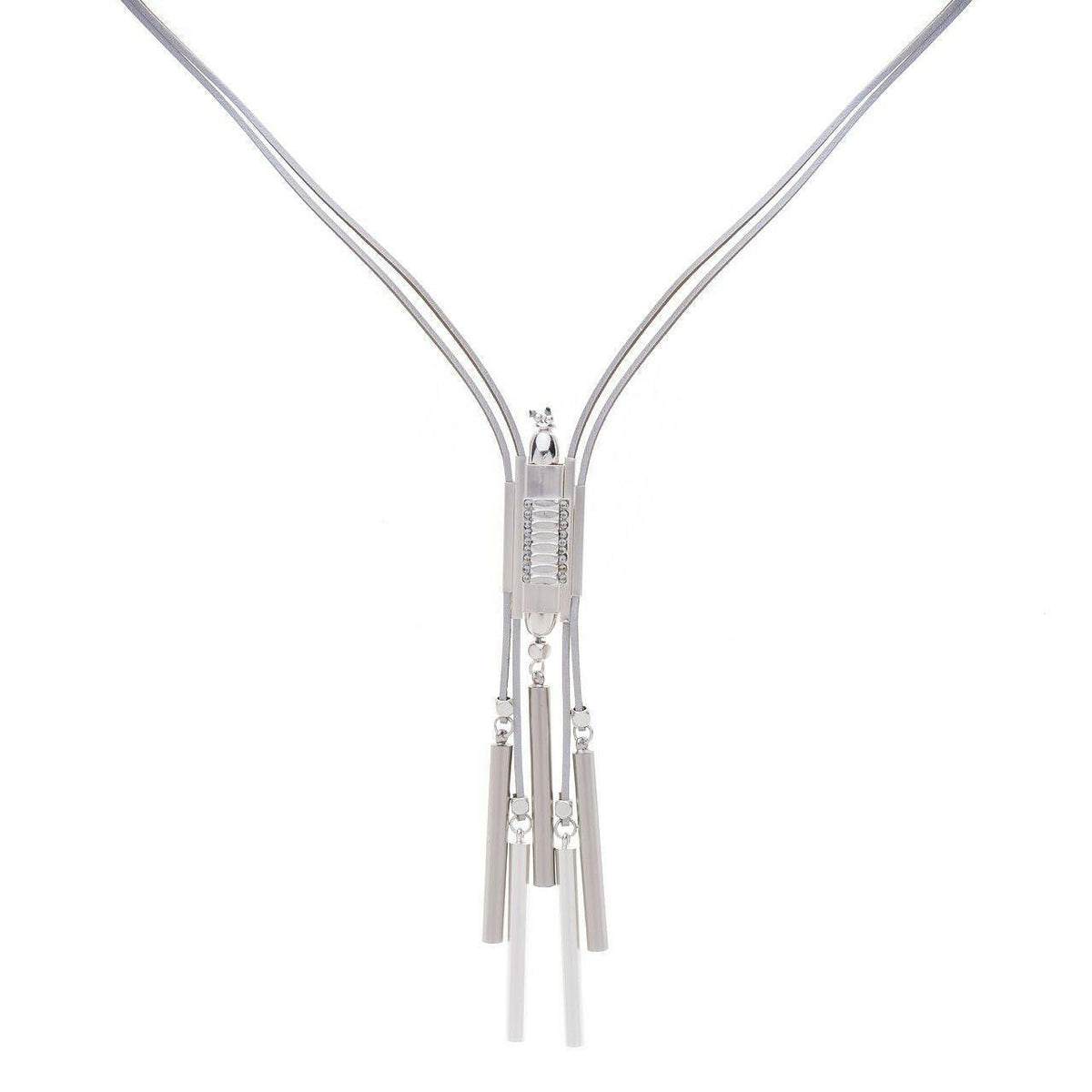 Halskette-Rechteck mit Strass-Mini Stange - Fox by Ren