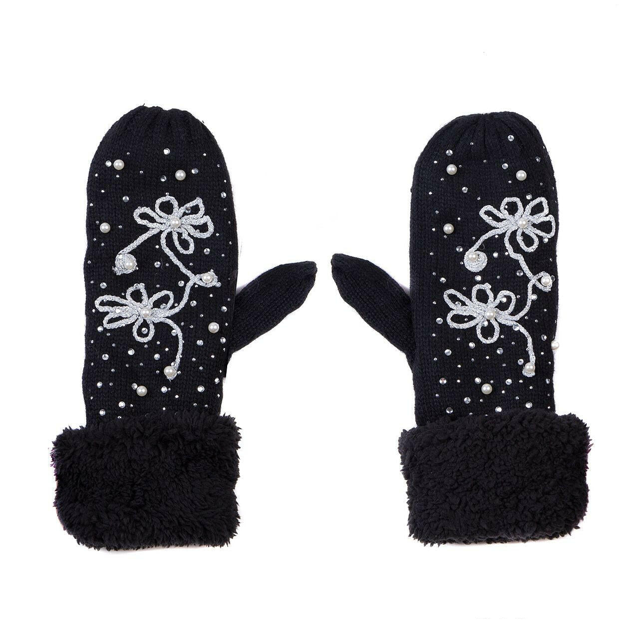 Handschuhe-Perlen-Strass-Blumen.