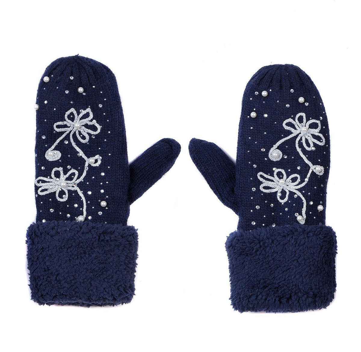 Handschuhe-Perlen-Strass-Blumen.